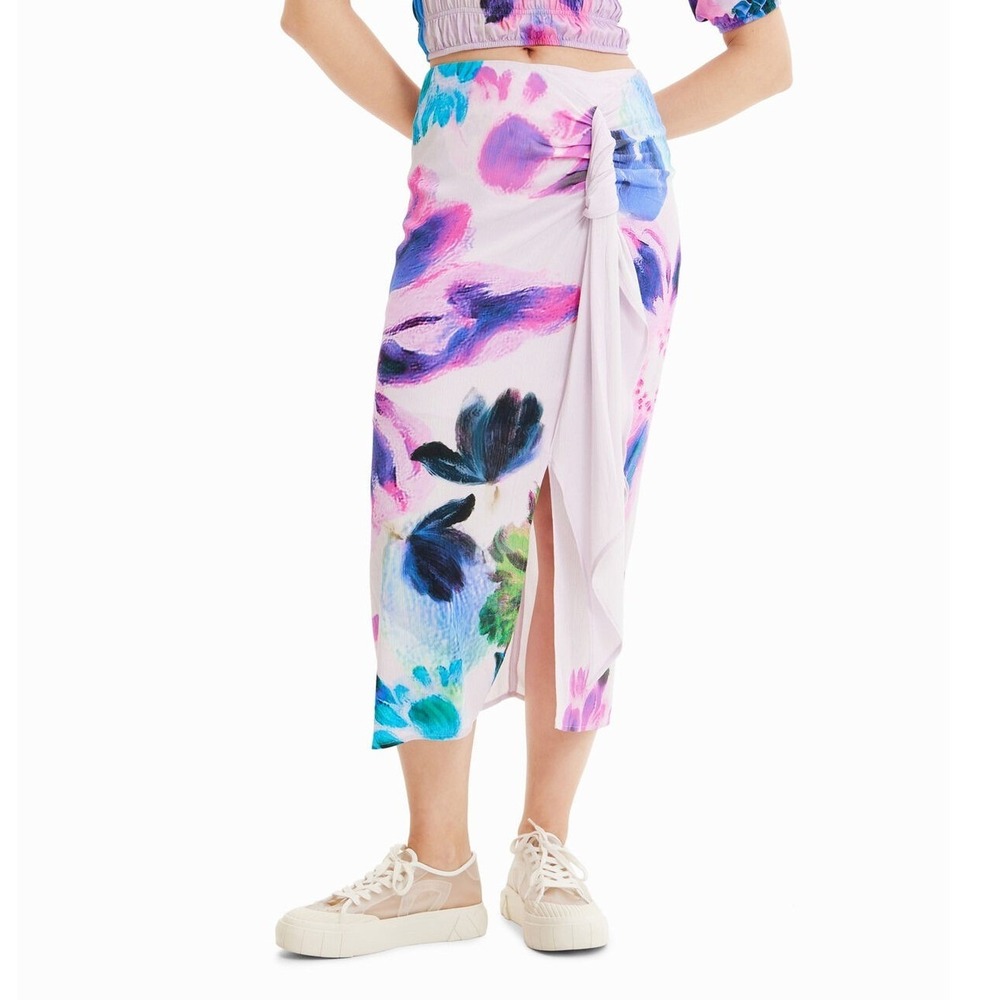 Desigual Christian Lacroix NWOT Watercolour Handkerchief Slit Midi Skirt XS